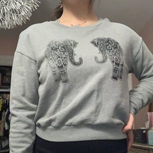 Grey Cropped Elephant Sweatshirt